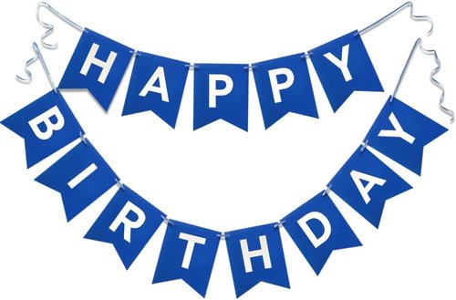 Happy Birthday Banner by Navy Blue - Nautical Theme Garland Decorations | 13-Piece Set for Boys' Parties