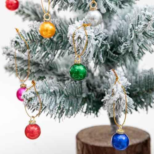 60PCS Christmas Mini Balls Ornaments£¬Mini Glitter Christmas Balls Xmas Tree Hanging Decorations Pendants for Xmas Tree Outdoor Indoor DIY Craft Party Supplies,0.6"/16mm