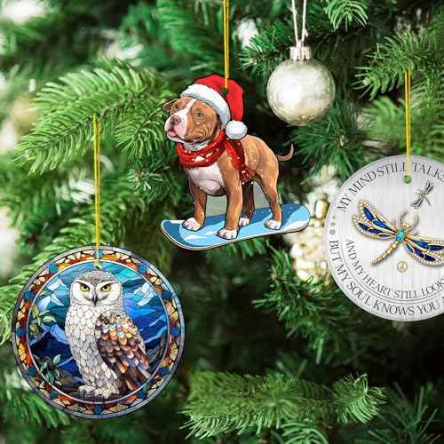 Christmas Ornaments 2025, Black Cat Christmas Decorations, Cute Screaming Cat Tree Hanging Ornaments, Acrylic 2 Side Printed Christma Decor, Personalized Christma Stockings for Cats Lovers