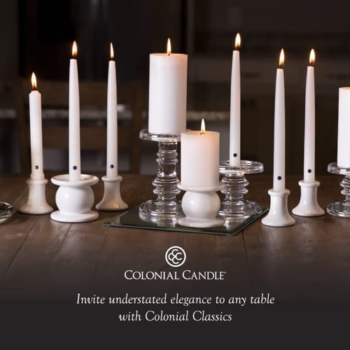 Colonial Candle Unscented Taper Candles - Classic Ivory 10-Inch, Pack of 6 | Up to 8 Hours Burn Time