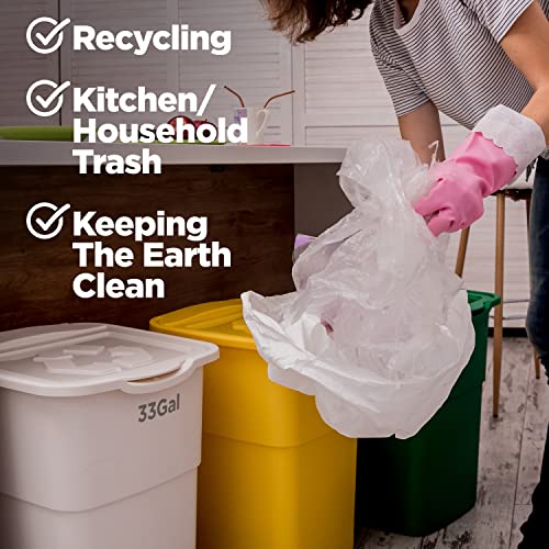 30-33 Gallon Heavy Duty Clear Trash Bags 250 Count - Leak-Proof, Tear-Resistant