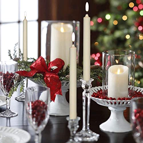 Wondise 10" Flameless Window Candles with Timer & Remote, Ivory Gold Holder—6 Pack