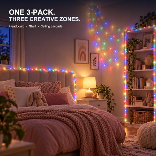 CANDPOT 3 Pack USB Fairy Lights Multicolor 16.5ft, 50 LEDs USB Powered String Lights