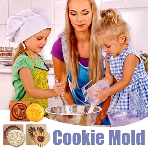 3Pcs Wooden Cookie Biscuit Mold Cutters Molds 3D Baking Funny