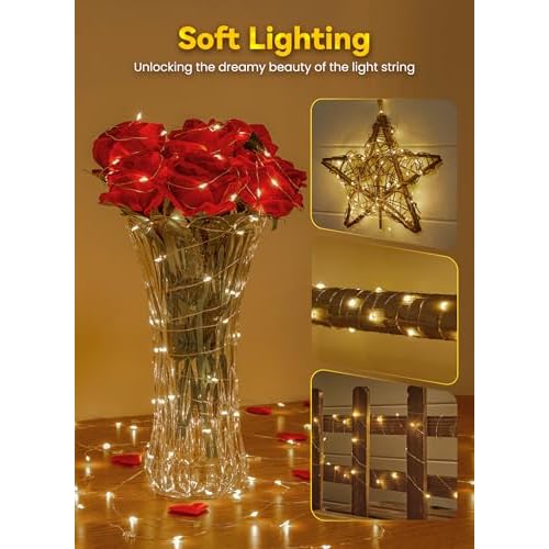 Minetom Fairy Lights Battery Operated with Remote, 33Ft 100 LED Waterproof String Lights Indoor Outdoor, Starry Twinkle Light for Christmas Home Bedroom Wedding DIY Centerpiece Decor