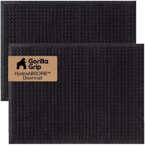 Gorilla Grip HydroAbsorb Door Mat - Black, 35x23 Inches, Indoor Outdoor
