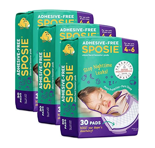 Select Kids Sposie Overnight Diaper Booster Pads 90 Ct Size 4-6, Leakproof, Hypoallergenic