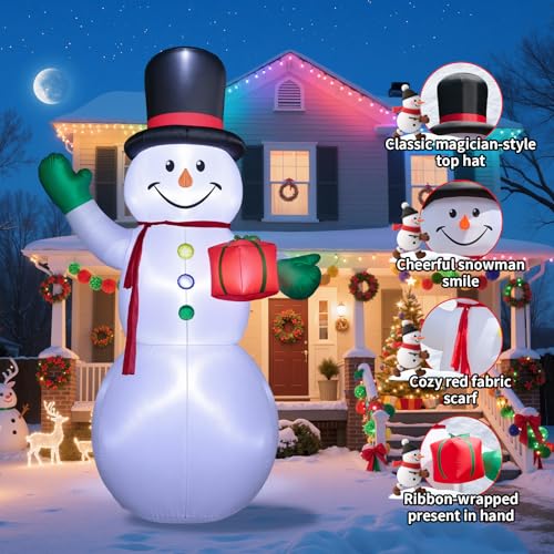 Dawdix 15FT Inflatable Snowman Christmas Yard Decor with LED Lights & Hat