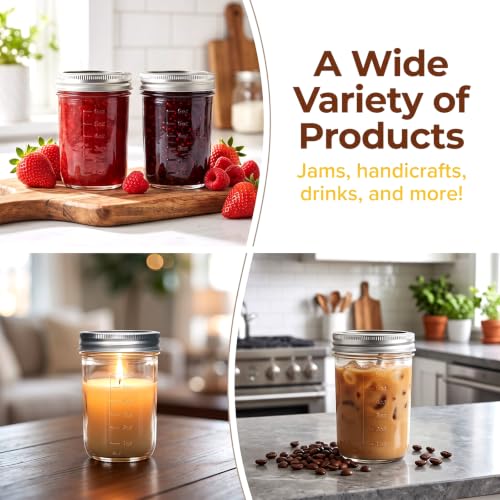 8 oz Mason Jars with Lids - 30 Pack Half Pint Canning Jars, Food Storage