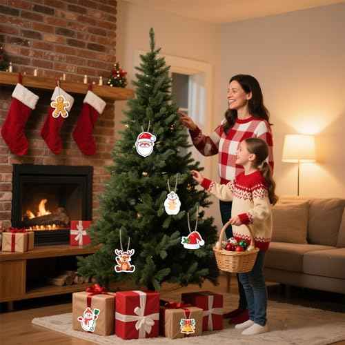 24Pcs Mini Christmas Tree Ornaments, 2¡° Miniature Christmas Tree Ornaments, Xmas Miniatures for Crafts with String for Winter New Year Party Tree Indoor Craft Favors