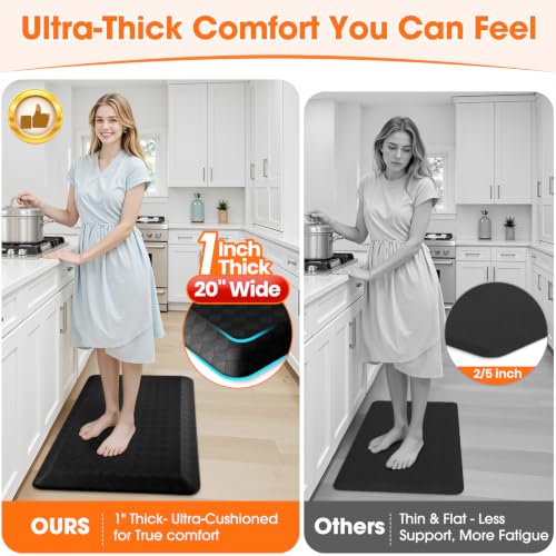 Kitchen Anti-Fatigue Mat 1 Inch Thick Non-Slip Support for Cooking & Work - Black 32 x 20 Variation of THIS listing