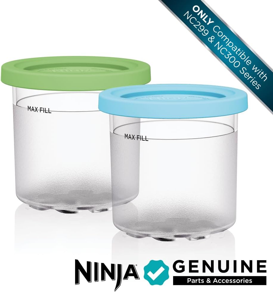 Ninja® CREAMi® Original Pints - BPA-Free & Dishwasher Safe, 2 Pack with Color Lids, 1 Pint Each