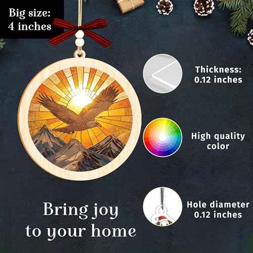 Eagle Ornaments, 2 Layers Wooden Acrylic Ornaments, Eagles Christmas Ornament, Suncatcher Ornament with Card, Eagle Gifts for Men, Ornament 2025