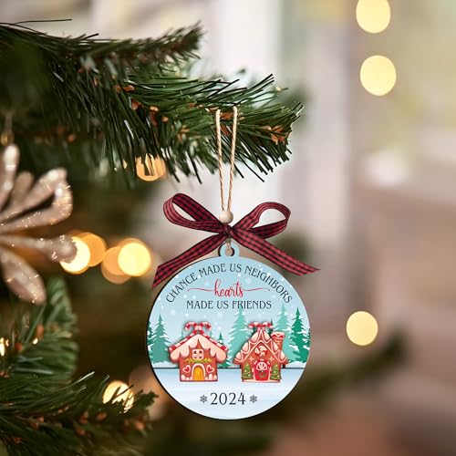 Chance Made Us Neighbors Christmas Ornament - Wooden 2-Layer Heartwarming Gift for Neighbors