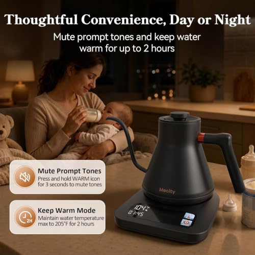 Mecity Electric Kettle with 6 Preset Temperatures & Touchscreen Control 0.8L