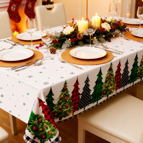 Ziliny 3 Pack Christmas Buffalo Plaid Tablecloths 54 x 108 Inches - Holiday Decor