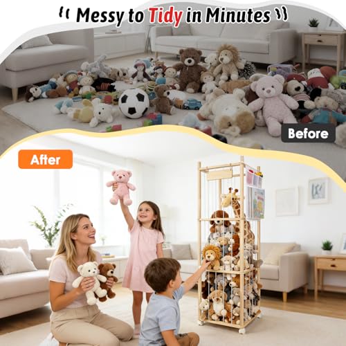 Stuffed Animal Storage Organizer with Wheels & Large Capacity - Toy Keeper for Playroom & Nursery