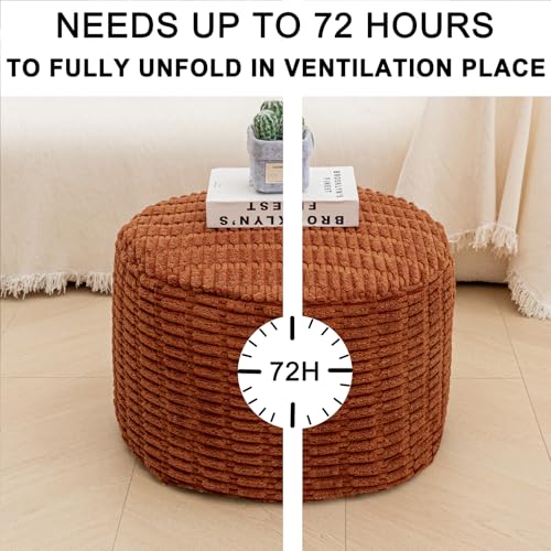 Asuprui Burnt Orange Round Ottoman Foot Rest 20x14 in - Leg Support for Couch