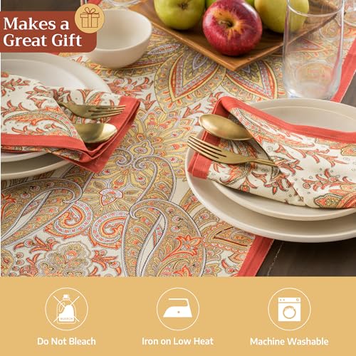 Maison d' Hermine Kashmir Paisley 100% Cotton Table Runner 14.5 x 108 Double Layer