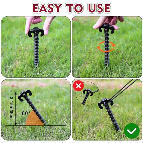 Fabulas 16 Pcs Black Inflatable Stakes - 7.7 Inch Tent & Holiday Yard Anchors