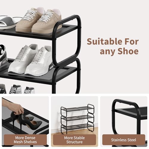 3 Tier Expandable Shoe Rack - Adjustable Closet Shoe Organizer