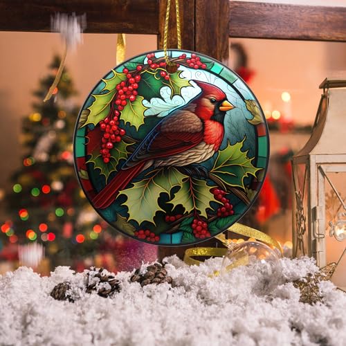 PTPLMM Cardinal Christmas Ornament - Red Cardinal Ceramic 3" Holiday Decor (Variation: Cardinal)