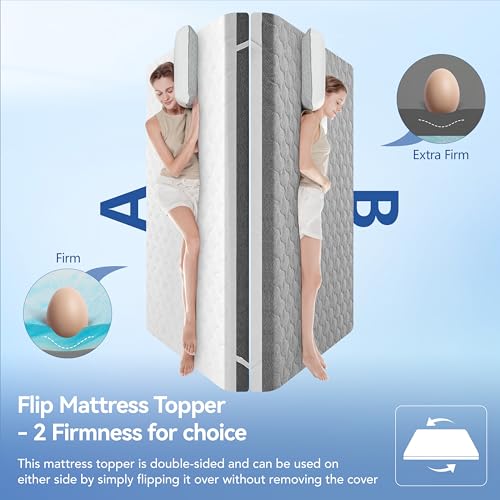 Vipbear Extra Firm Mattress Topper 3 Inch Full Size Reversible Support Pad