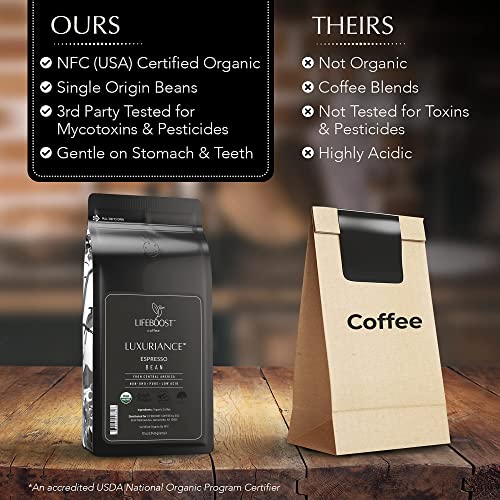 Lifeboost Organic Espresso Low Acid Coffee Beans, 12oz, Pack of 3