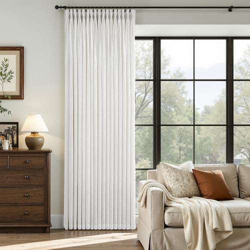 Triple Pinch Pleated Curtains for Living Room 90 Inch Linen 2 Panels