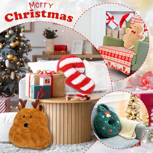 Shellwei 4-Piece Christmas Throw Pillow Set 15.75 Inch Plush Holiday Decor - Mixed Styles