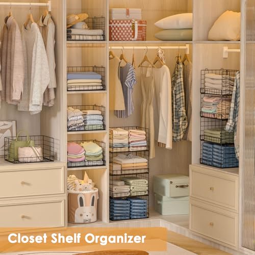 Black 8-Tier Stackable Closet Organizer Shelves Foldable Storage Bins