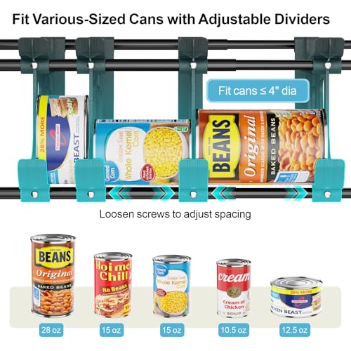 iSPECLE 120 Can Pantry Organizer - Black Auto-Rolling Expandable Can Rack