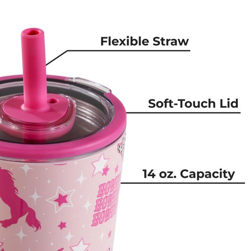 HydroJug Everyday Tumbler 14 oz – Ceramic-Lined Insulated Tumbler with Straw and Soft-Touch Lid, Cup Holder Friendly, Double-Wall Vacuum Insulation, Reusable Travel Cup – Cowgirl