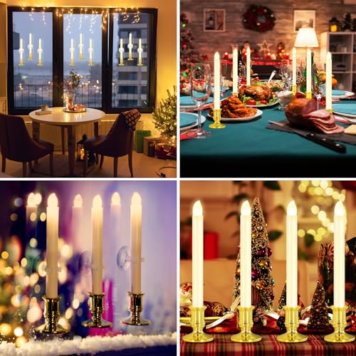 Verdenu Gold 14 Pack Christmas Window Candles with Remote Timer