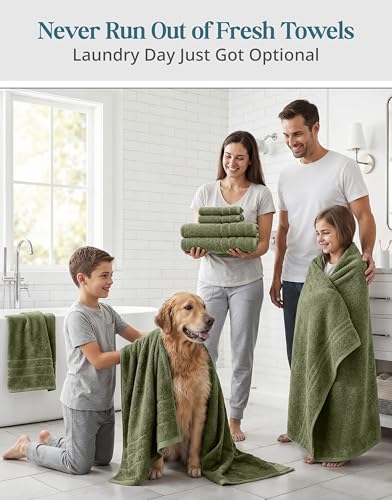 Casa Platino 18-Piece Bathroom Towel Set - Oil Green, Soft Absorbent