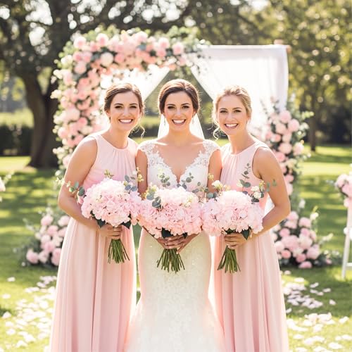 Pink Hydrangea Artificial Flowers Bulk Set - 64 Pieces, Realistic Silk Blooms