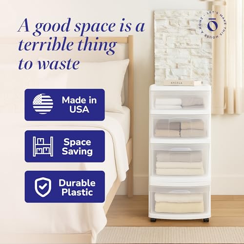 HOMZ 4-Tier Storage Cart with Removable Wheels - White, 2 Pack