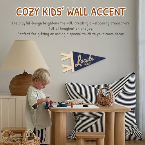 Ocean Nursery Decor, Coastal Beach Wall Hanging Pennant Flag Banner, Navy Blue Nautical Wall Decorations for Nursery Kids Room Bedroom Beach House Decor