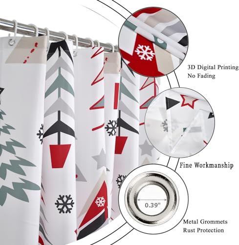 GCIREC Christmas Tree Shower Curtain with 12 Hooks - 72x72 Inches Xmas Holiday Waterproof Fabric