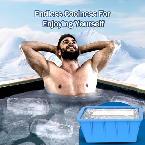 8LB Blue Extra Large Silicone Ice Cube Molds for Cold Plunge Tub - 4 Pack