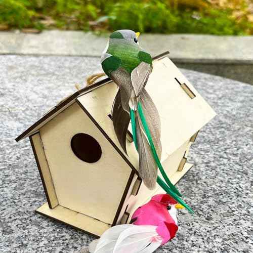 LWINGFLYER 6pcs Clip on Artificial Simulation Foam Birds Feather Long Tail Feather Fake Birds for Craft Home Ornaments Garden Wedding Decoration Embellishing 12cm/4.7inch