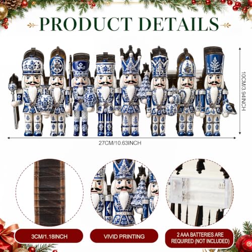 Junkin Lighted Blue and White Wooden Nutcracker Christmas Table Decor - Porcelain Variant