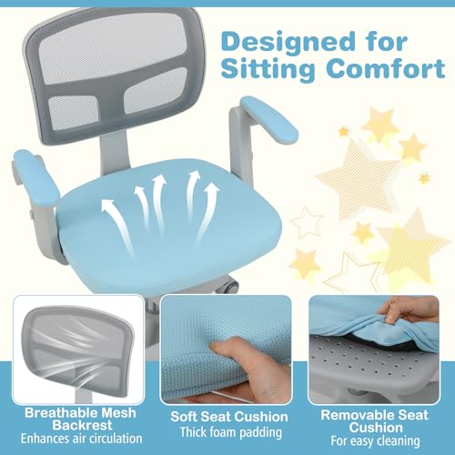 HONEY JOY Kids Study Desk Chair Blue Adjustable Swivel Mesh Student Chair