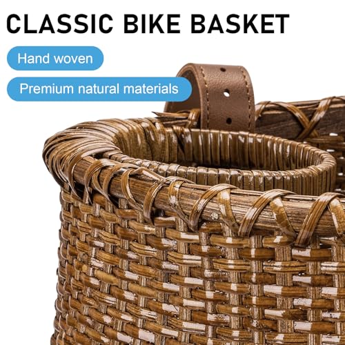 Brown Handmade Rattan Bike Basket for City & Cruiser Bikes - Vintage Style