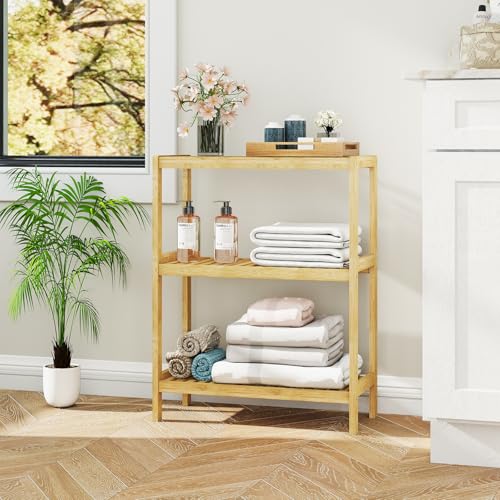 Elepude 3-Tier Bamboo Bathroom Shelf - Multifunctional Storage Organizer