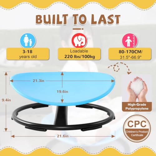 Zhenx Blue Round Sensory Spinning Chair for Autistic Kids Ages 3-18, Autism Toy Gift