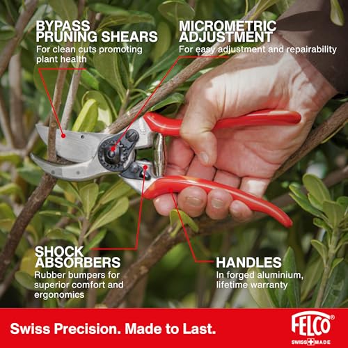Felco F2 Pruning Shears - Large Swiss-Made Hand Pruners for Professional Gardening, Right Variation