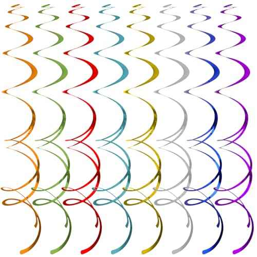 40Pcs Colorful Swirl Ceiling Decor Plastic Hanging Streamers Party Decorations Spiral Foil Party Supplies for Birthday Halloween Christmas Fall Celebration All Kinds of Parties