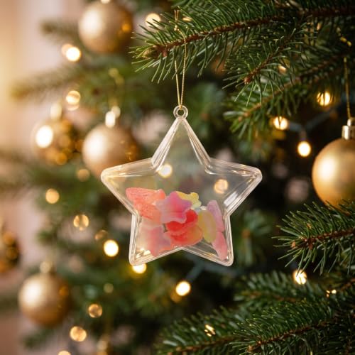25 Pack Clear Star Shaped Candy Boxes for Holiday Party Favors & Christmas Decorations