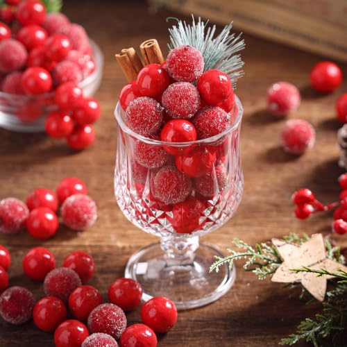 320 Pcs Christmas Artificial Cranberries Vase Fillers - Frosted & Non-Frosted